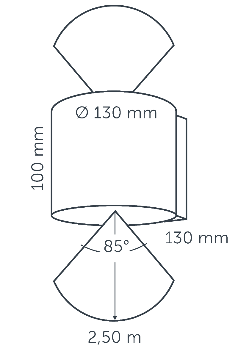 diagram of the Halo Up-Down 100-230v light's projection